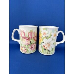A Pair Of Duchess Floral Fine Bone China Coffee/Tea Cups Mugs Made In England